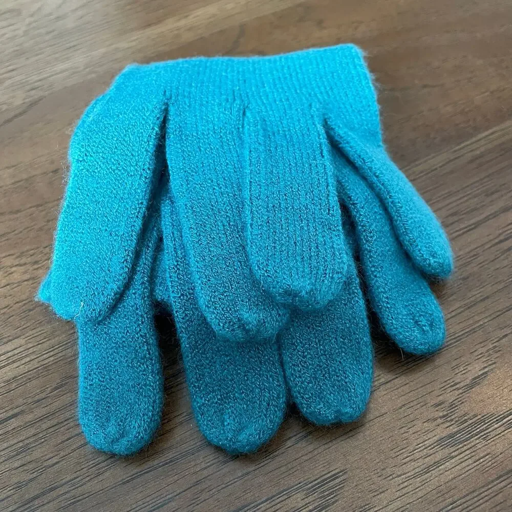 Vintage Y2K Teal Gap Knit Gloves Women Small Med Blue Mittens Winter NOS TAGS